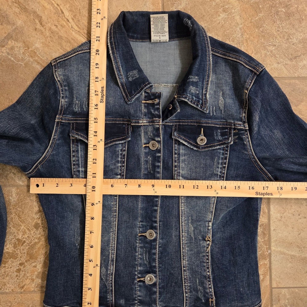 Six Denim Womens Distressed Jean Jacket Blue Medium Wash Size Small - Picture 4 of 7